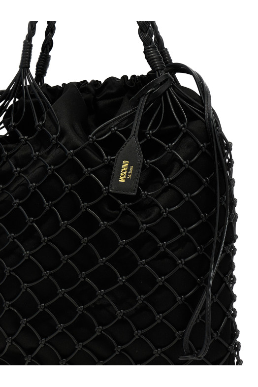 Ткана сумка для покупок з натуральної шкіри Наппа Чорна MOSCHINO A730380022555 Ткана сумка для покупок з натуральної шкіри Наппа Чорна MOSCHINO A730380022555