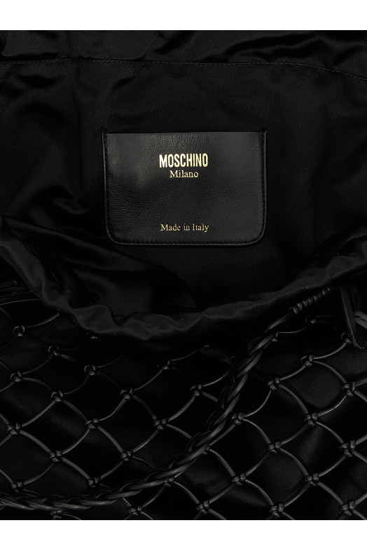 Ткана сумка для покупок з натуральної шкіри Наппа Чорна MOSCHINO A730380022555 Ткана сумка для покупок з натуральної шкіри Наппа Чорна MOSCHINO A730380022555