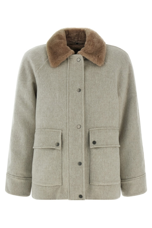 Куртка з вставкою з овчини Бежева BRUNELLO CUCINELLI MD5037908C063