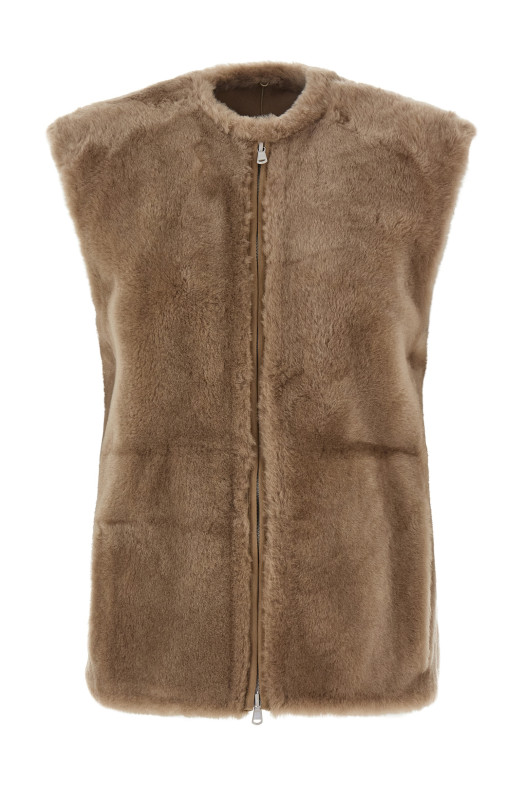 Куртка з вставкою з овчини Бежева BRUNELLO CUCINELLI MD5037908C063