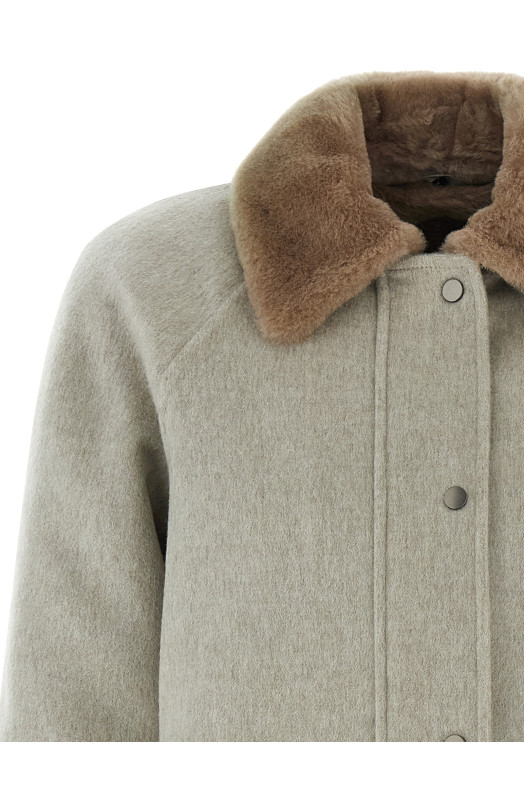 Куртка з вставкою з овчини Бежева BRUNELLO CUCINELLI MD5037908C063