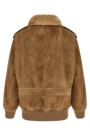 Бомбер из овчины Бежевый PRADA 58A237SOOO172LF0065 Бомбер из овчины Бежевый PRADA 58A237SOOO172LF0065