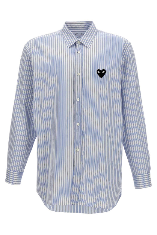 Logo patch striped shirt BLUE Logo patch striped shirt BLUE