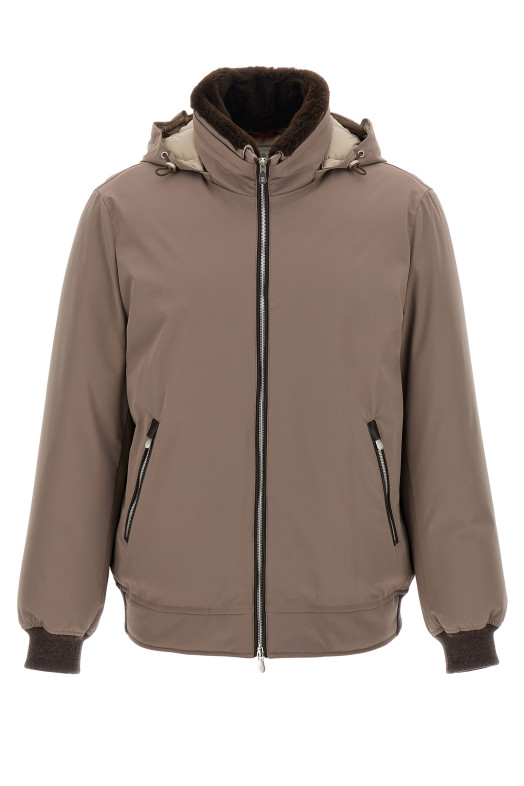 Шерлінгова куртка-бомбер з коміром Сіра BRUNELLO CUCINELLI MV4061606CGZ67