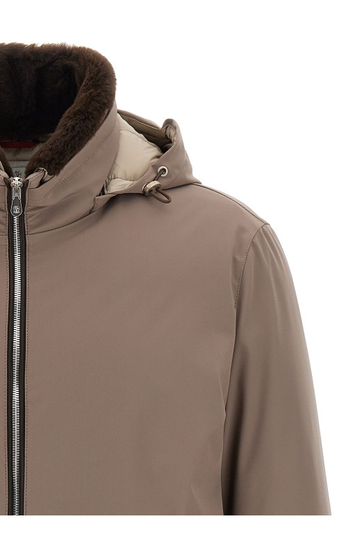 Шерлінгова куртка-бомбер з коміром Сіра BRUNELLO CUCINELLI MV4061606CGZ67