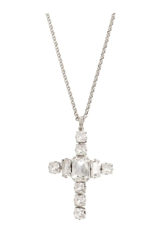 Ожерелье с крестом из стразов, серебро DOLCE & GABBANA WNR8S8W111187655 Ожерелье с крестом из стразов, серебро DOLCE & GABBANA WNR8S8W111187655