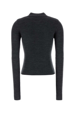 Dark grey wool polo shirt Gray GANNI (K2601)