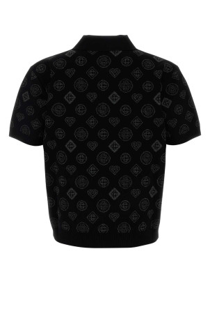 Embroidered viscosa blend polo shirt Black CASABLANCA (MAW25KW112601)
