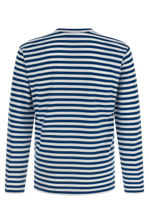 Футболка з логотипом і смужками, синя COMME DES GARÇONS PLAY AXT1642 Футболка з логотипом і смужками, синя COMME DES GARÇONS PLAY AXT1642
