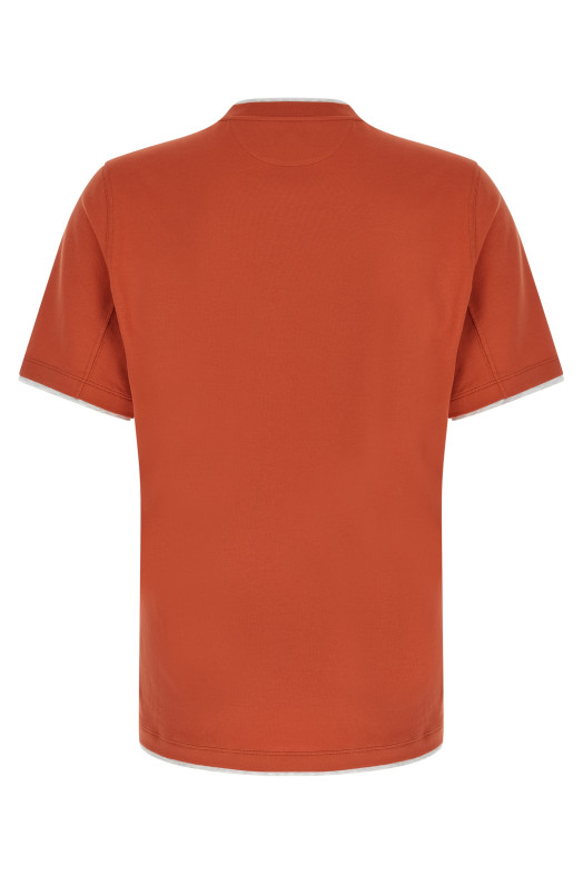 Двухслойная футболка оранжевого цвета BRUNELLO CUCINELLI M0B137427CBQ04