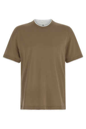 Двухслойная футболка Зеленая BRUNELLO CUCINELLI M0B137427CHQ14 Двухслойная футболка Зеленая BRUNELLO CUCINELLI M0B137427CHQ14