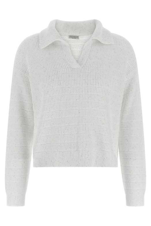 Хлопковая рубашка-поло Diamond Белая BRUNELLO CUCINELLI MDV754005CJ159 Хлопковая рубашка-поло Diamond Белая BRUNELLO CUCINELLI MDV754005CJ159