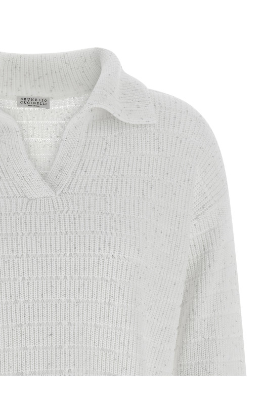 Хлопковая рубашка-поло Diamond Белая BRUNELLO CUCINELLI MDV754005CJ159 Хлопковая рубашка-поло Diamond Белая BRUNELLO CUCINELLI MDV754005CJ159