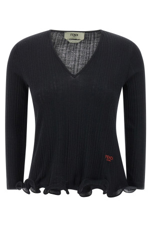 Светр з рюшами Чорний FENDI FS9741AVFEF0GME