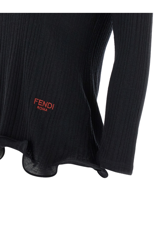 Светр з рюшами Чорний FENDI FS9741AVFEF0GME