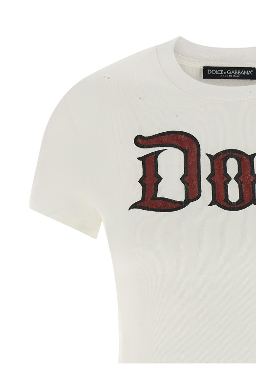 Б/у футболка из хлопка с эффектом Белая DOLCE & GABBANA F8V95TGDDGSS9000 Б/у футболка из хлопка с эффектом Белая DOLCE & GABBANA F8V95TGDDGSS9000