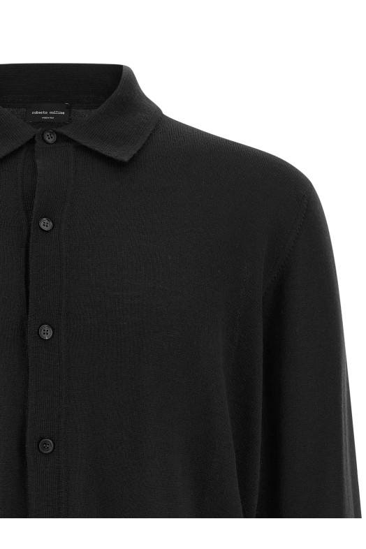 Кардиган из мериносовой шерсти Черный ROBERTO COLLINA 253M01005M0109