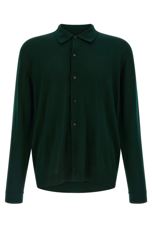 Кардиган из мериносовой шерсти Зеленый ROBERTO COLLINA 253M01005M0126