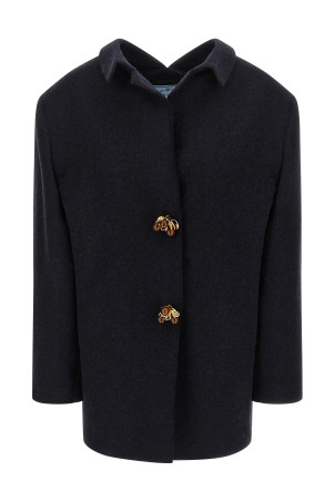 Шетландское шерстяное пальто Синее PRADA P573PYSOOO18OYF0008