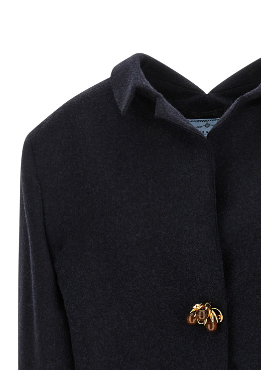 Шетландское шерстяное пальто Синее PRADA P573PYSOOO18OYF0008 Шетландское шерстяное пальто Синее PRADA P573PYSOOO18OYF0008