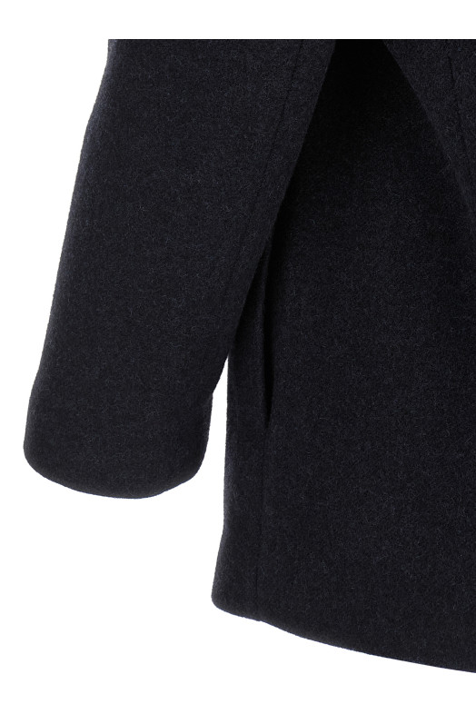 Шетландское шерстяное пальто Синее PRADA P573PYSOOO18OYF0008 Шетландское шерстяное пальто Синее PRADA P573PYSOOO18OYF0008