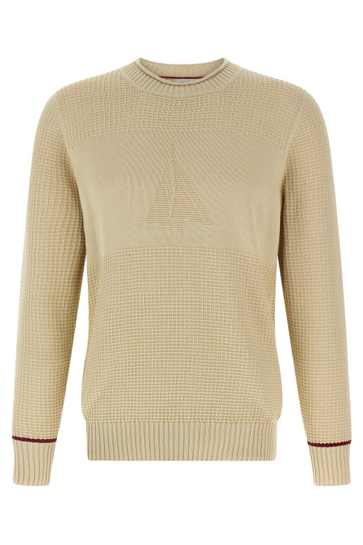 Waffle stitch cotton sweater Beige Waffle stitch cotton sweater Beige