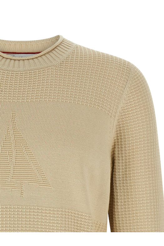 Waffle stitch cotton sweater Beige Waffle stitch cotton sweater Beige