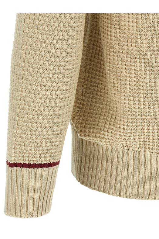 Waffle stitch cotton sweater Beige Waffle stitch cotton sweater Beige