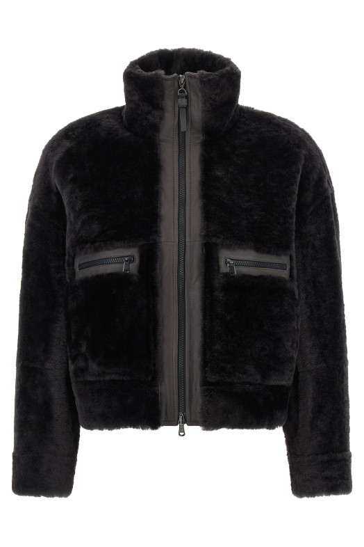 'Shiny Zipper Pull' shearling jacket Gray 'Shiny Zipper Pull' shearling jacket Gray
