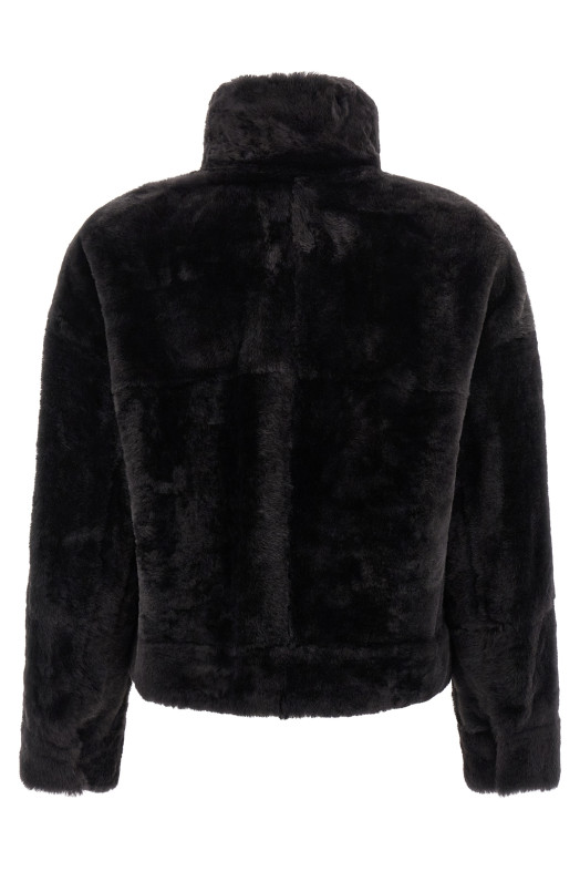 'Shiny Zipper Pull' shearling jacket Gray 'Shiny Zipper Pull' shearling jacket Gray