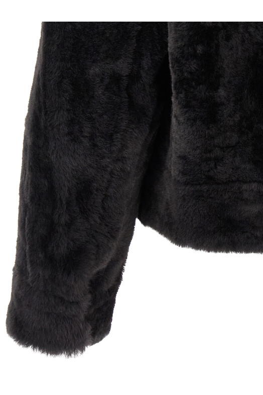 'Shiny Zipper Pull' shearling jacket Gray 'Shiny Zipper Pull' shearling jacket Gray