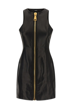 Шкіряна сукня Maxi на блискавці Чорна BALMAIN FF0R5198LD630PA Шкіряна сукня Maxi на блискавці Чорна BALMAIN FF0R5198LD630PA