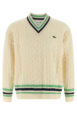 Плетений вовняний светр Білий LACOSTE AH51999II Плетений вовняний светр Білий LACOSTE AH51999II