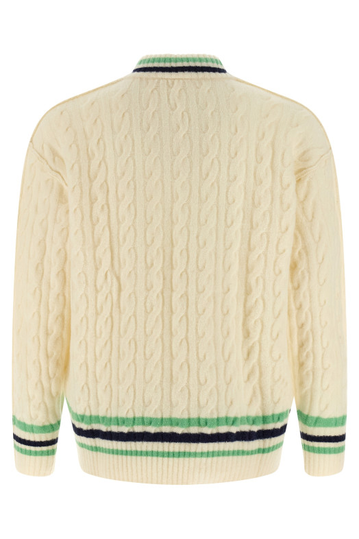 Braided wool sweater White