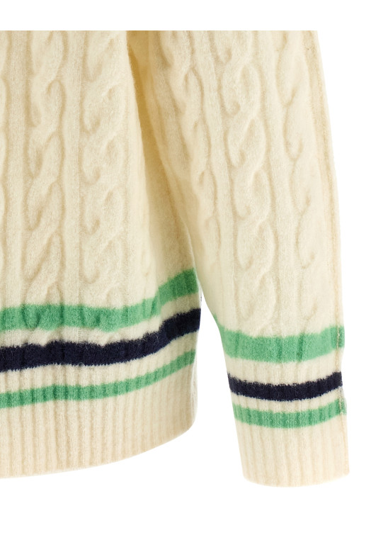 Braided wool sweater White