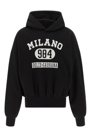 Flocked print hoodie Black-grey Flocked print hoodie Black-grey
