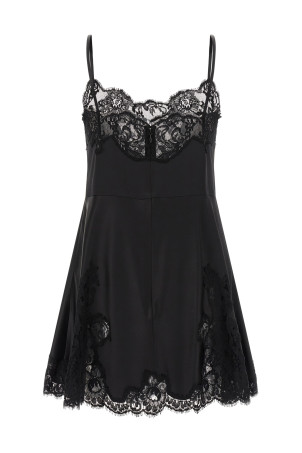Сукня з атласу та мережива Чорна DOLCE & GABBANA F60FFTFURAGN0000 Сукня з атласу та мережива Чорна DOLCE & GABBANA F60FFTFURAGN0000