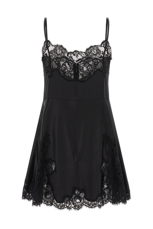Сукня з атласу та мережива Чорна DOLCE & GABBANA F60FFTFURAGN0000 Сукня з атласу та мережива Чорна DOLCE & GABBANA F60FFTFURAGN0000