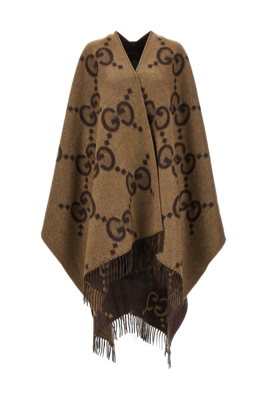'Jumbo GG' reversible cape Brown