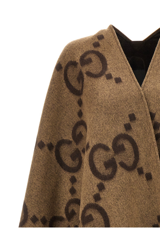 'Jumbo GG' reversible cape Brown
