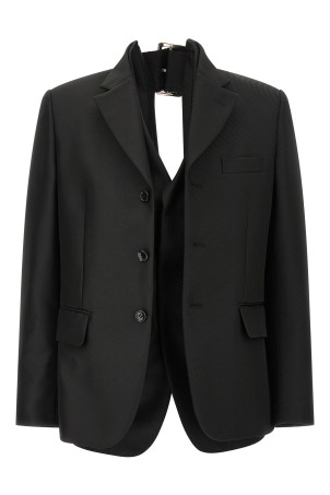 Двухслойный блейзер с эффектом Black COMME DES GARÇONS GPJ0261 Двухслойный блейзер с эффектом Black COMME DES GARÇONS GPJ0261