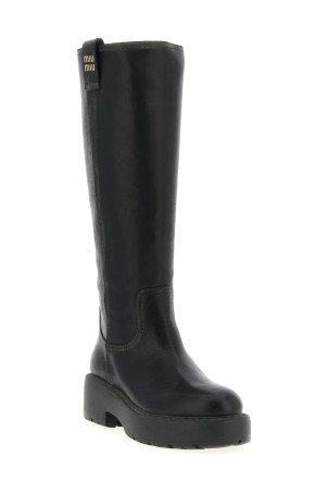 Шкіряні чоботи Чорні MIU MIU 5W971DFDD555ODF0002 Шкіряні чоботи Чорні MIU MIU 5W971DFDD555ODF0002