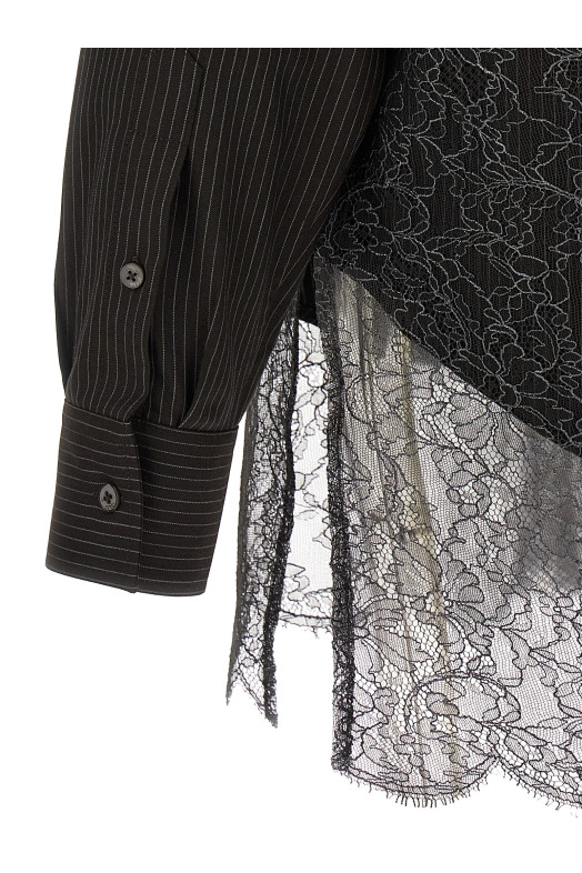 Рубашка из шерсти и кружева Коричневая FENDI FS1332AVK1F0DHP