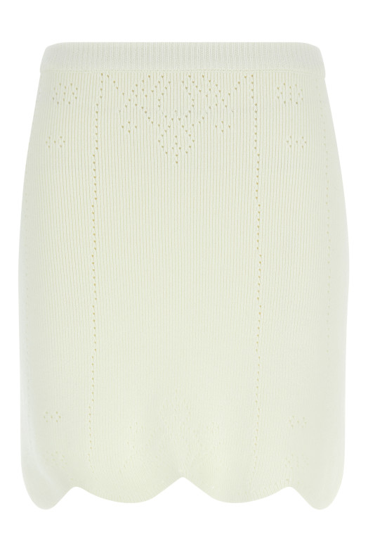 Cut-out intarsia skirt White Cut-out intarsia skirt White