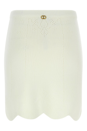 Cut-out intarsia skirt White Cut-out intarsia skirt White
