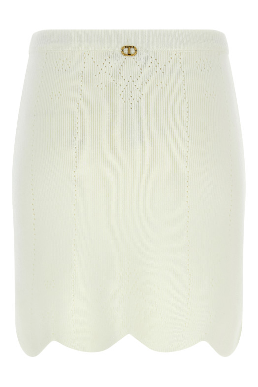 Cut-out intarsia skirt White Cut-out intarsia skirt White