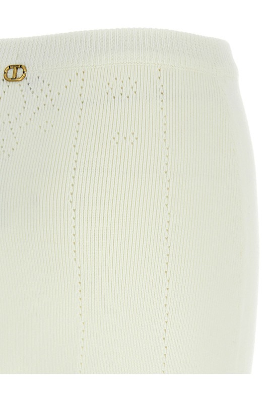 Cut-out intarsia skirt White Cut-out intarsia skirt White