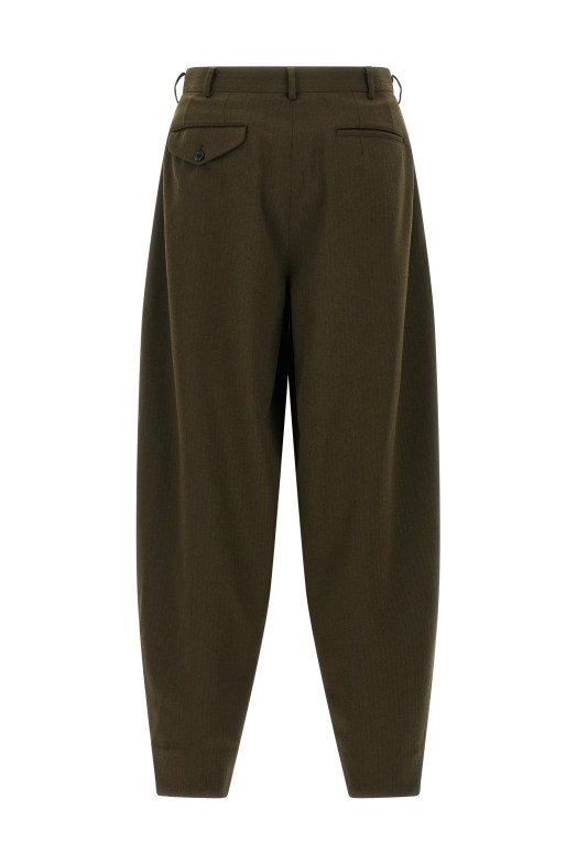 Шерстяные брюки с рисунком «елочка» Зеленые COMME DES GARÇONS HOMME PLUS PPP0311