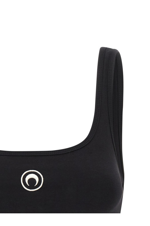 'Moon Logo Stretched Jersey Sport' top Black