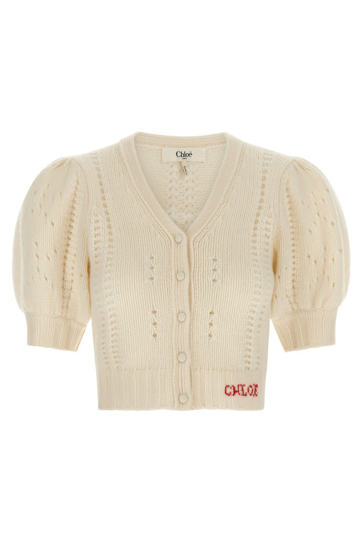 Жаккардовий кардиган з логотипом White CHLOÉ CH25WMC05590107